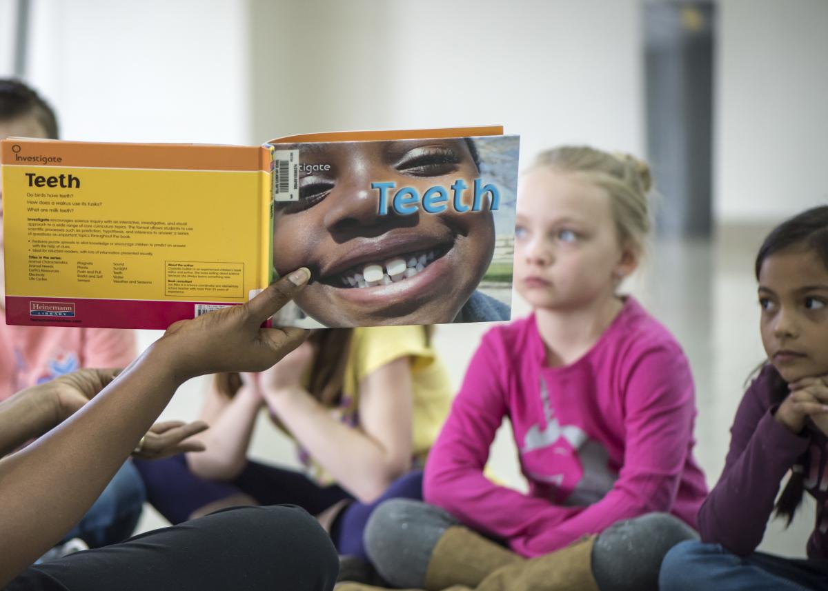 school nurse teaching about teeth to children